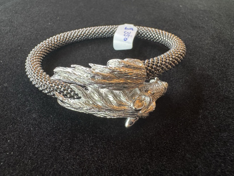 Dragon Head Sterling Silver Mesh Bracelet